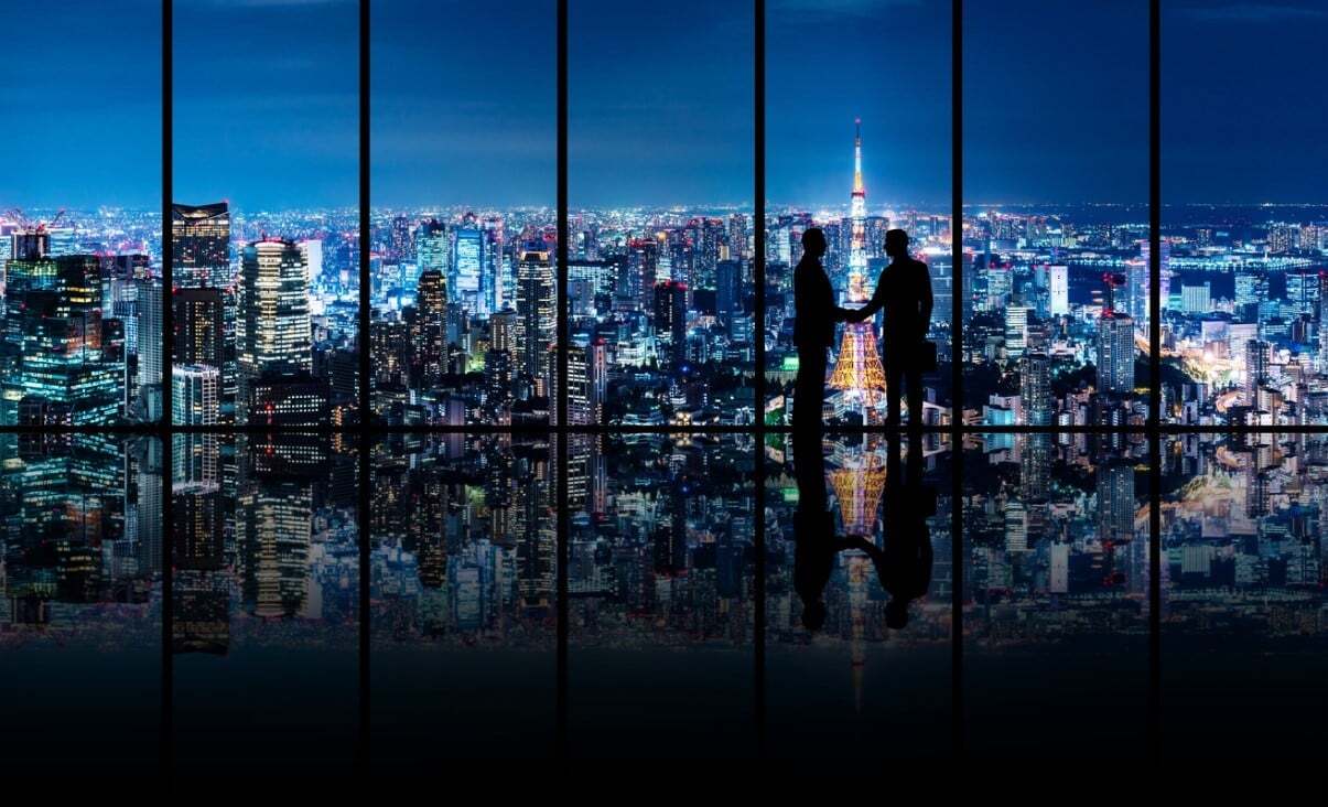 Two people meeting for business